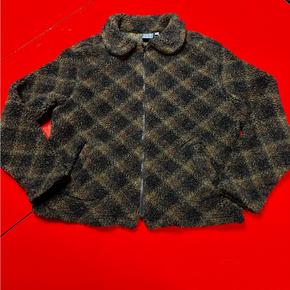 IVY SHERPA FUZZY CROPPED JACKET ZIP